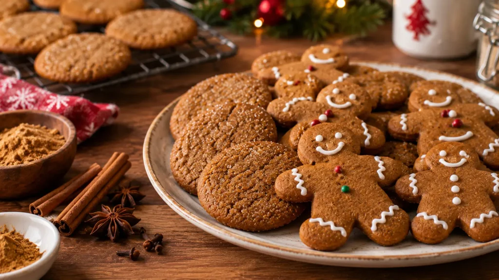 Soft and chewy gingerbread cookies with molasses, warm spices, and a light sugar coating